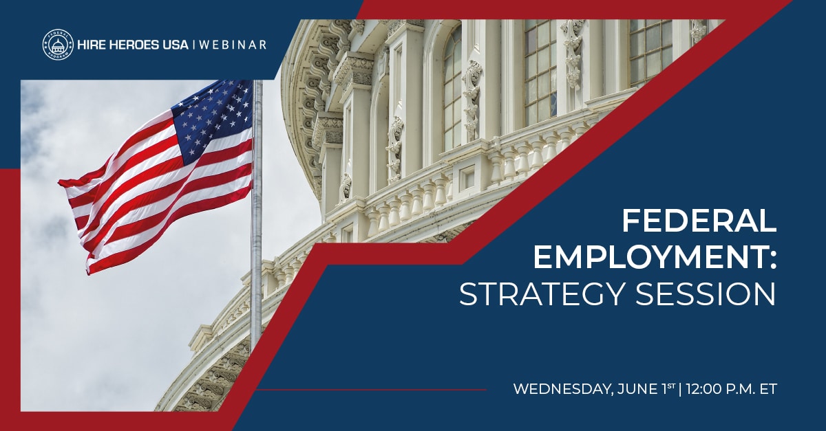 federal employment strategy session webinar graphic with image of American flag