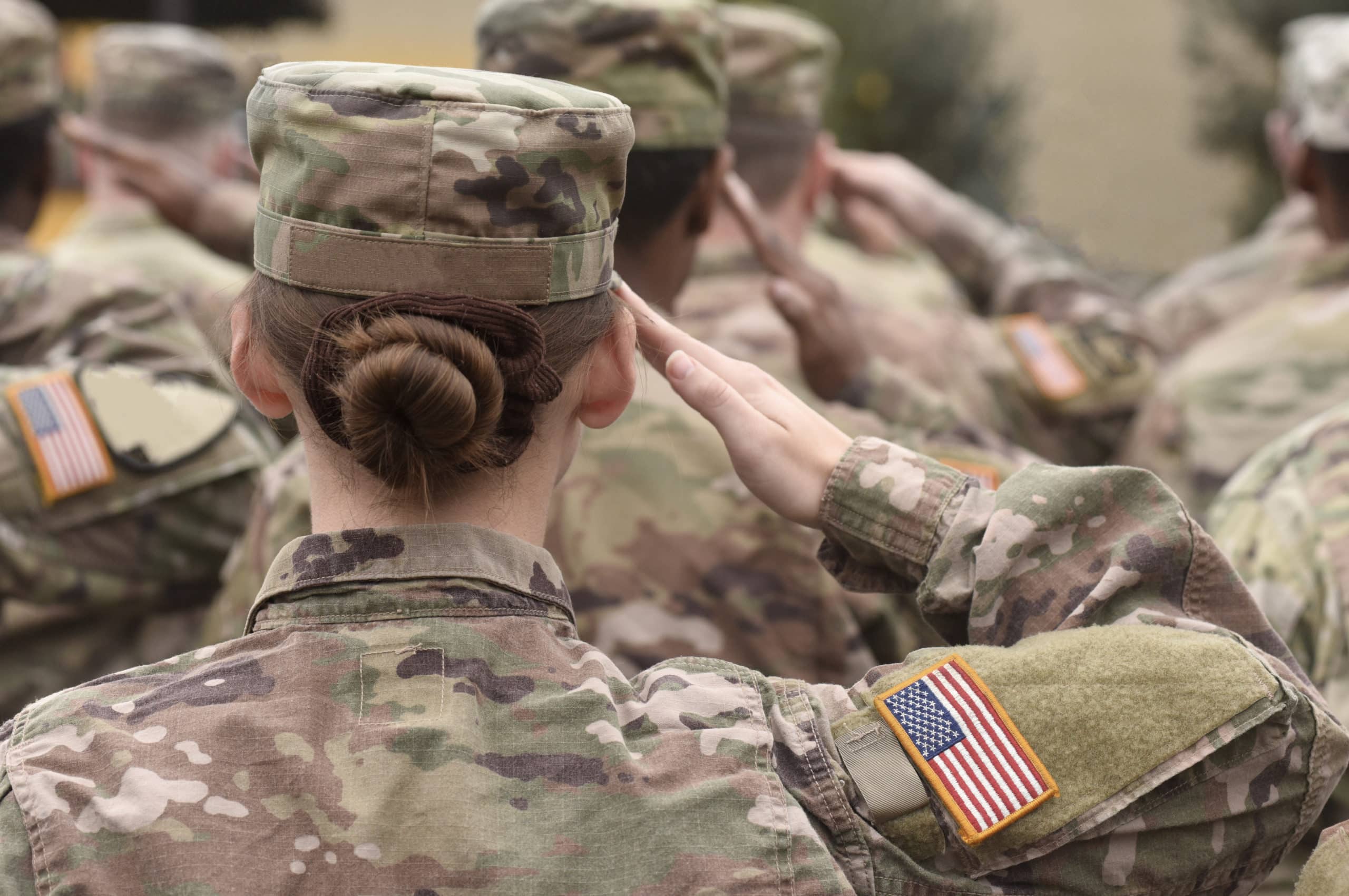 Memorial day. Veterans Day.  American Soldiers Saluting. US Army