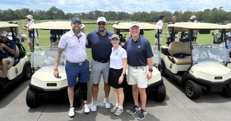 Corporate partners gathered at a golf event supporting Hire Heroes USA
